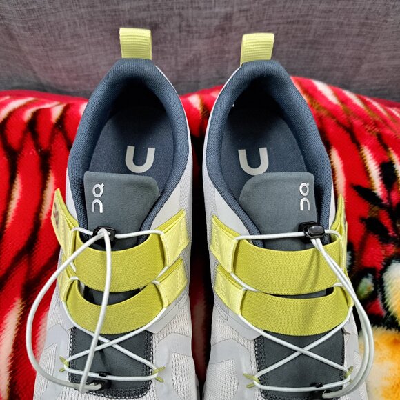 %Size 12 Men OnCloud Athletic Casual Gray/Yellow Slip-On Sneaker / A 46